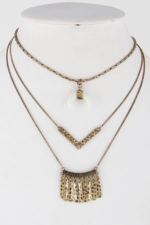 Layered Choker Necklace With Crescent Emblem 7ABD7